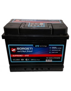Baterie auto 60Ah Sorgeti Supremo EFB Start-Stop 242x175x190 570A 12V - Sorgeti.ro