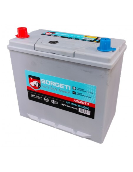 Baterie auto 45Ah Sorgeti Argento Japan 237x128x225 360A 12V, polaritate inversa - Sorgeti.ro