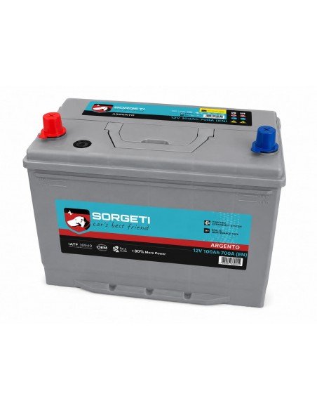 Baterie auto 100Ah Sorgeti Argento Asia 306x175x220 700A 12V, polaritate inversa - Sorgeti.ro