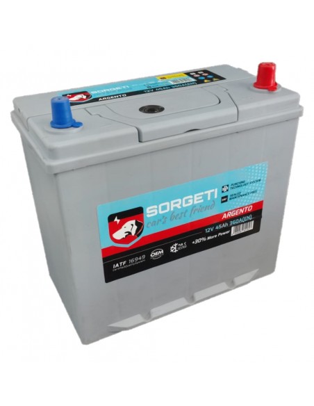 Baterie auto 45Ah Sorgeti Argento Japan 237x128x225 360A 12V, polaritate normala - Sorgeti.ro
