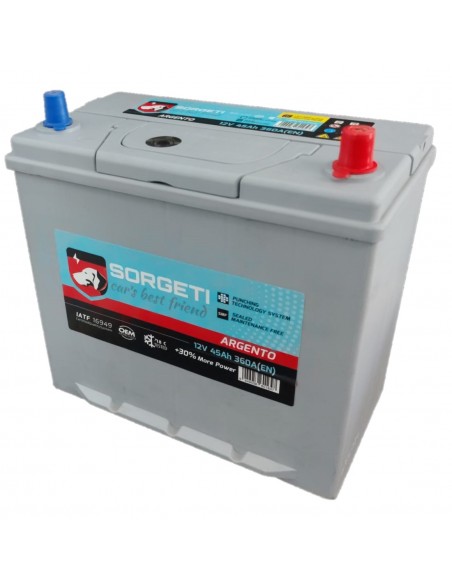 Baterie auto 45Ah Sorgeti Argento Japan 237x128x225 360A 12V, polaritate normala - Sorgeti.ro