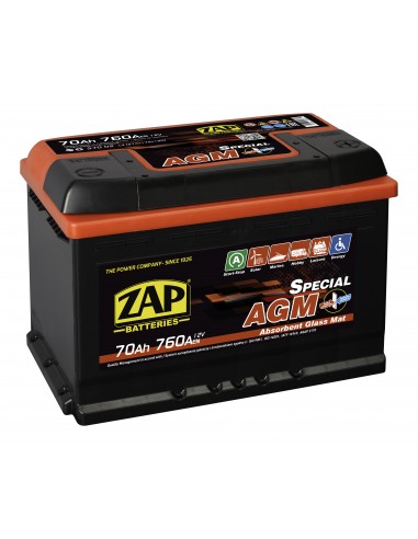 Baterie auto Zap AGM Start & Stop 70Ah 1 - Sorgeti.ro