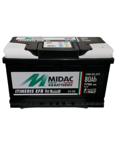 Baterie auto 80Ah Midac Itineris EFB Start-Stop 315x175x190 770A 12V